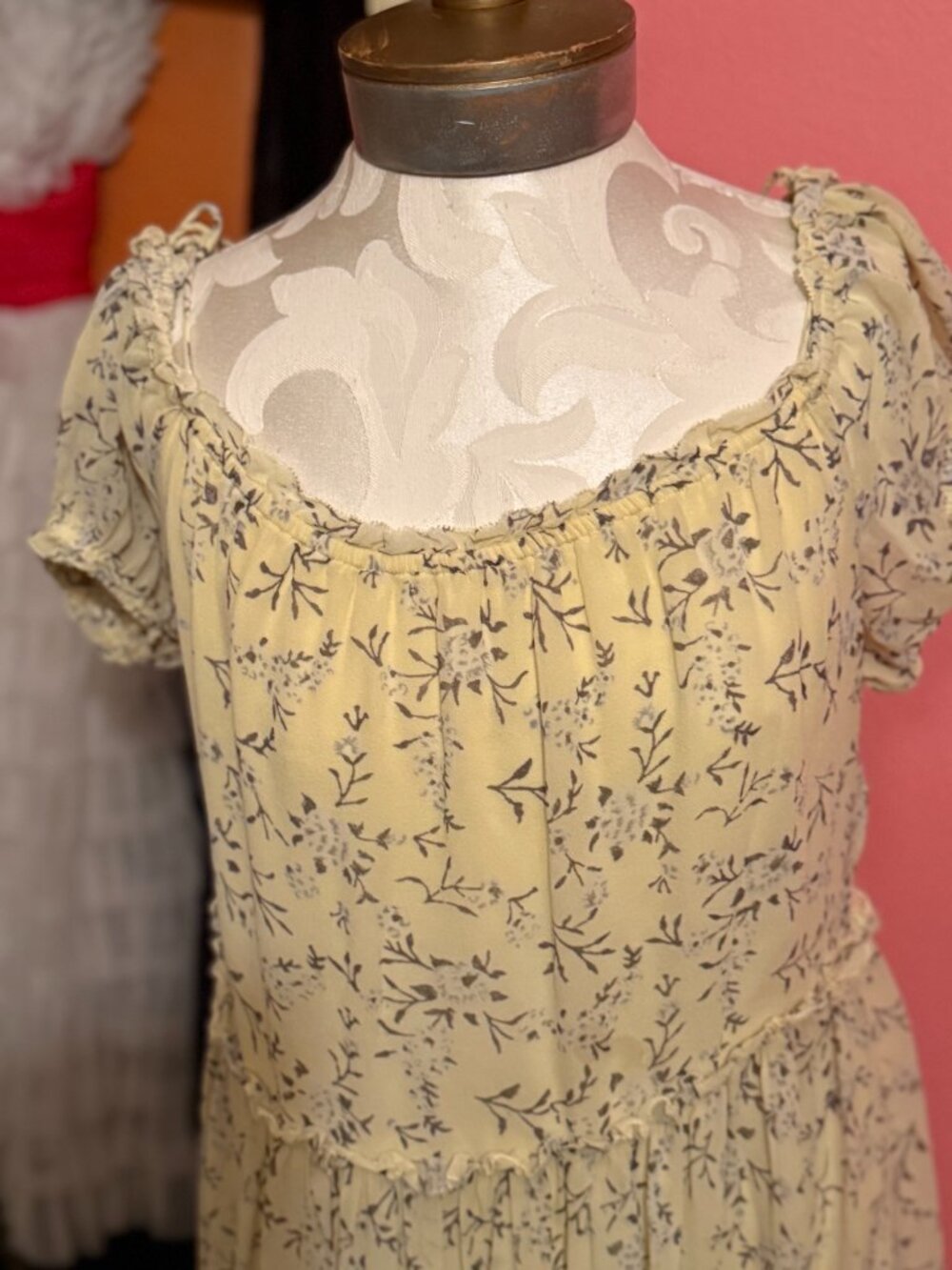Ulla Johnson Penninah Cold-Shoulder Silk Midi Dress Yellow Floral sz2